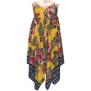 MLLE GABRIELLE • Spaghetti Strap High Low Handkerchief Floral Stripe Dress